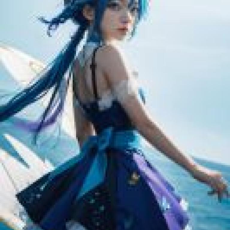 Griseo，Honka，一個穿著藍色洋裝的女孩。