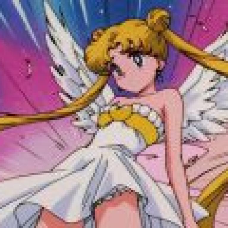 水手月亮 月野兔，一幅長著翅膀和光環的女性畫像。