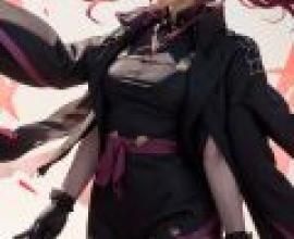 Kafka Honkai Star Rail，A woman with long red hair wearing black boots and a purple belt.