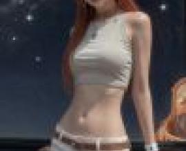 Beauty，A woman with red hair posing in front of the word banekay.