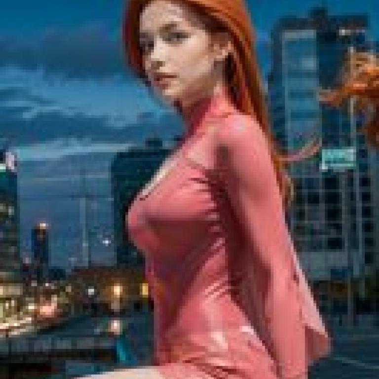 Mobile wallpaper， Samantha Eve Wilkins， Atom Eve， realistic， a red-haired girl sitting in the sun.