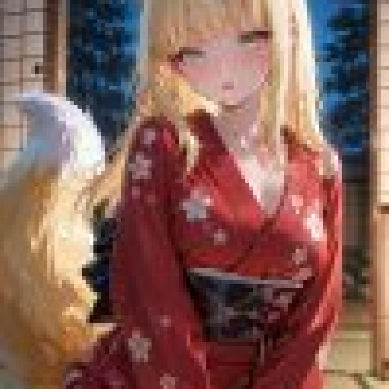 Ancient Fantasy，A girl wearing red dress with fox ears.