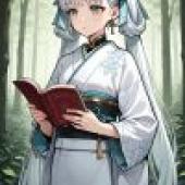 動漫女孩，一位女性正在閱讀。