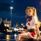 Computer desktop， live anime， Taoyuan love， love elf， beautiful girl outside the window style