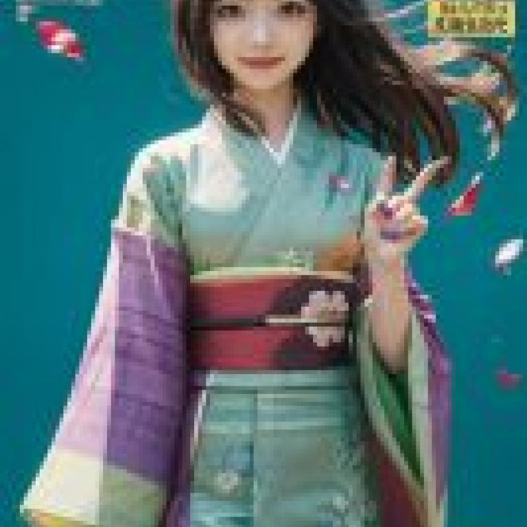 Lijia，Pokemon，一位身穿紫黃色和服的年輕女孩戴著紅色頭帶。