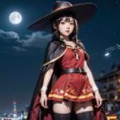 The live -action version of the blessing， Huihui， genius magician， beautiful tablecloth， anime desktop， Night Street Month