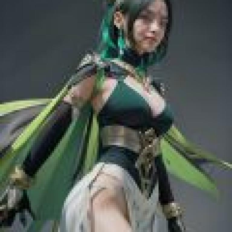 Nefer Genshin Impact，A woman wearing a green dress with gold accents.