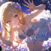 kitagawa marin，Anime girl with blue dress in ball.