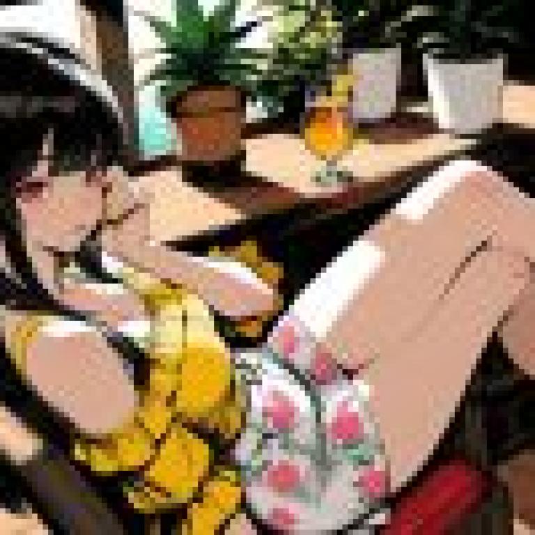 Afternoon Time，A girl with long black hair and a yellow top.