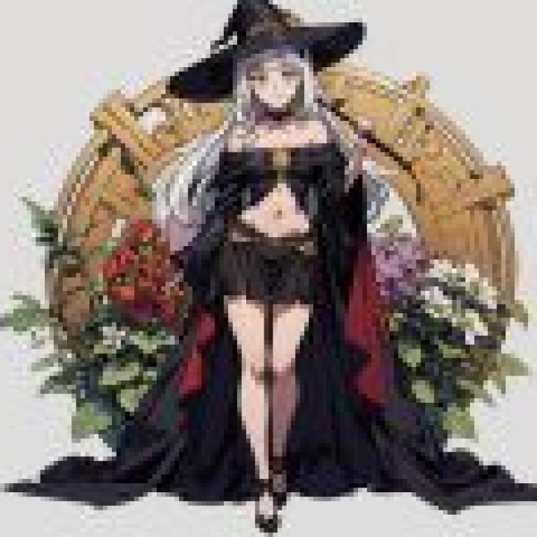 Magical Girl,A girl witch wearing black dress and black hat. Magical Girl,A girl witch wearing black dress and black hat.