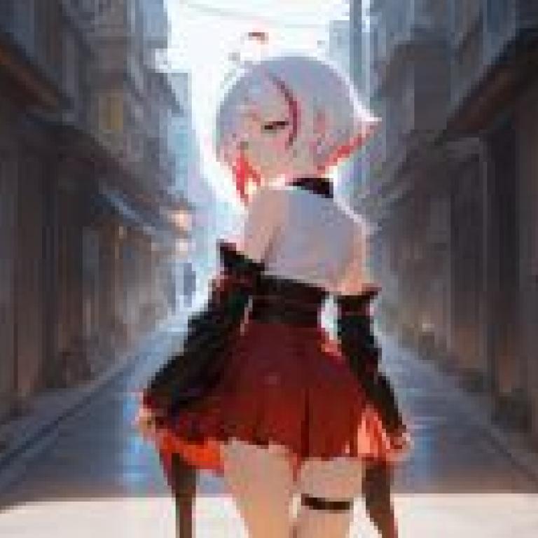 Princess White Star Nelido，A woman with white hair stands on a street.