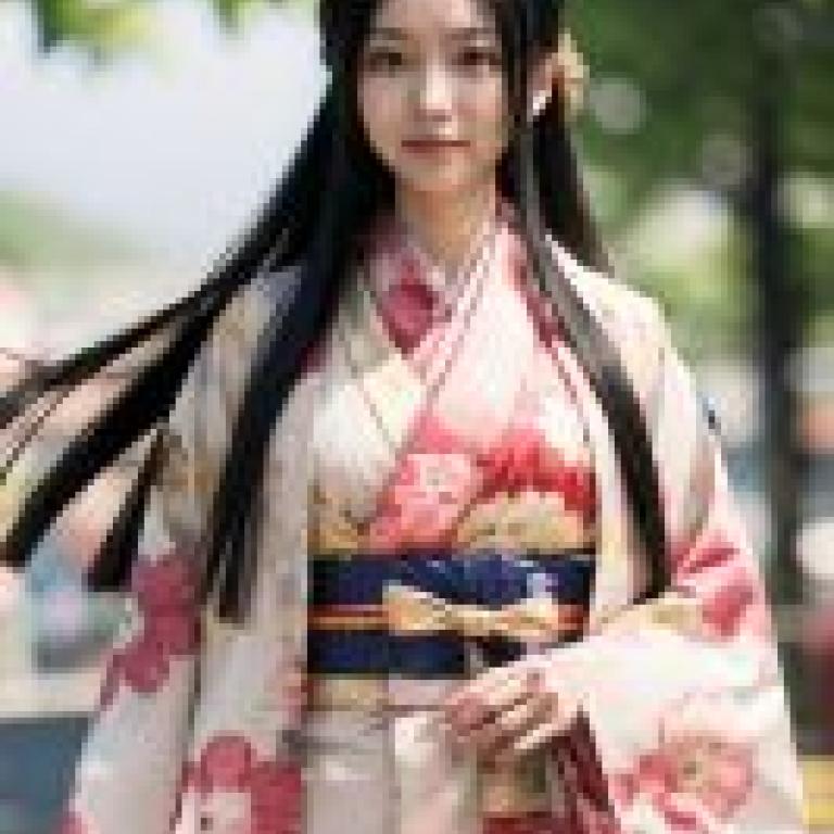 和服打掛姬，一位穿著和服、有著黑色長髮的女孩正在街上行走。