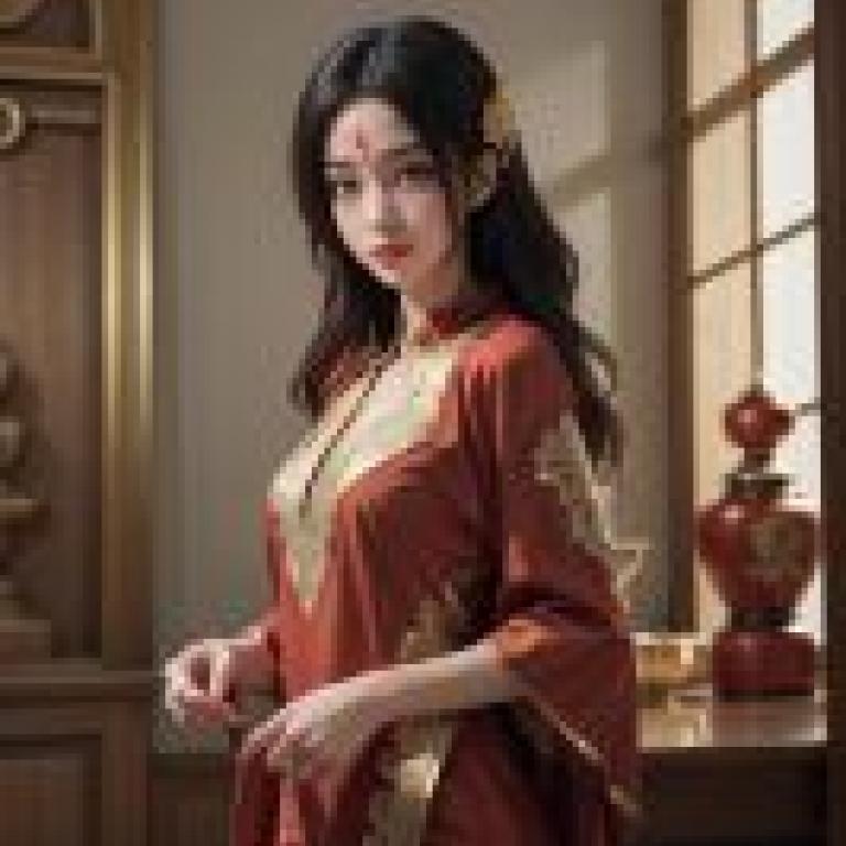 石昊阿姨，穿著紅色洋裝的女士。