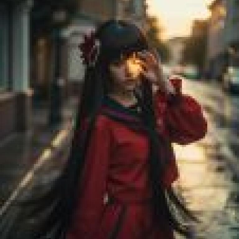 Photographers，A young girl wearing red.