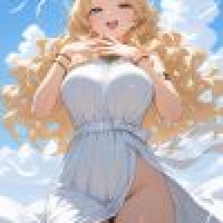 可愛的女孩，金髮白裙的動漫女性角色。