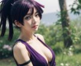 電腦桌布，Yuzuriha 杠 Hells Paradise 地獄樂，真人，紫姿俏影