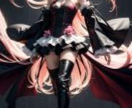 克魯魯·採佩西，終結的熾天使，一個有著粉紅色頭髮和黑色靴子的女人。