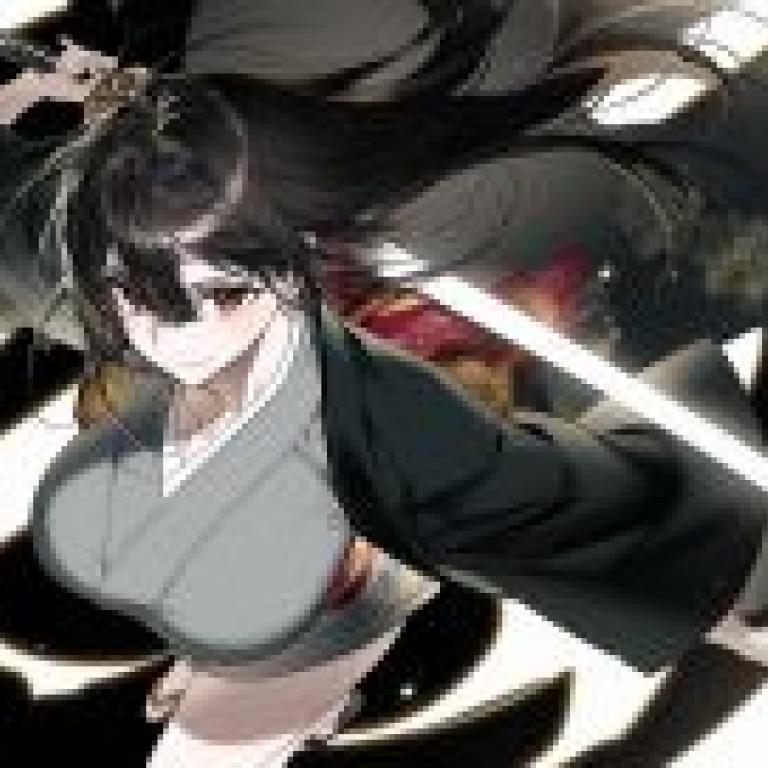Lonely Warrior，A woman in a kimono holding a sword.