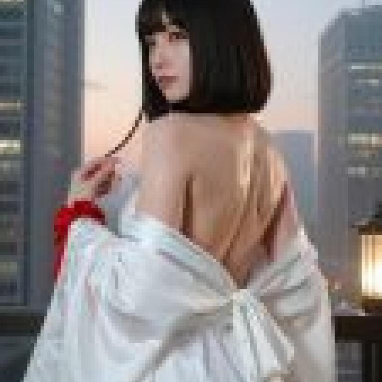 Time passed，A woman wearing a white dress looking away.