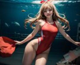 競技泳裝：水中的女子。