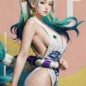 Yamato，One Piece，An anime cover of a female with a big breasts.
