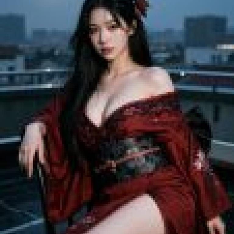 時間流逝，一位身穿紅黑洋裝的女子坐了下來。