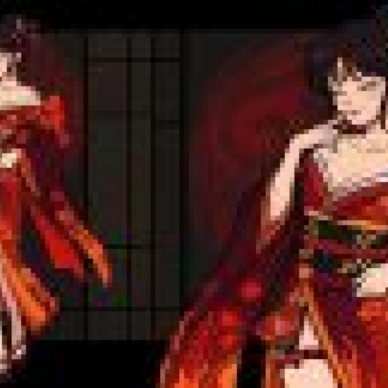 和服，動畫中的女孩穿著紅色衣服。