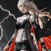 Acheron， Honkai Star Rail，A woman with long hair and black clothing.