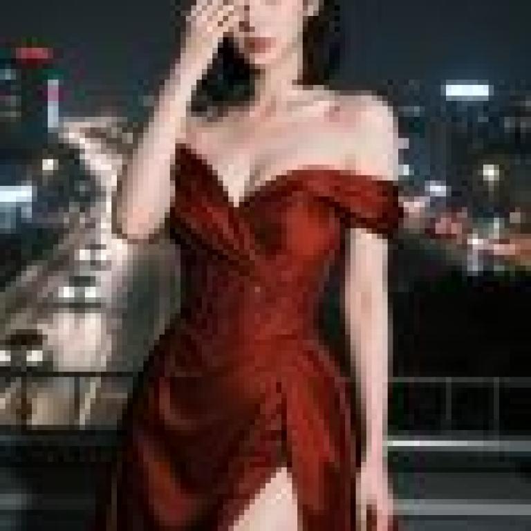 女孩們，一個穿紅色裙子的女人低下了頭。