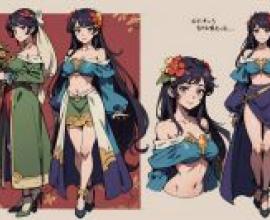 Character design，Woman in dresses for art.