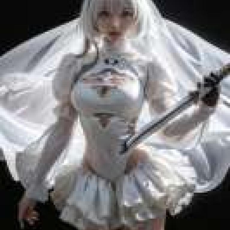 2B white wedding dress，A woman dressed in white.