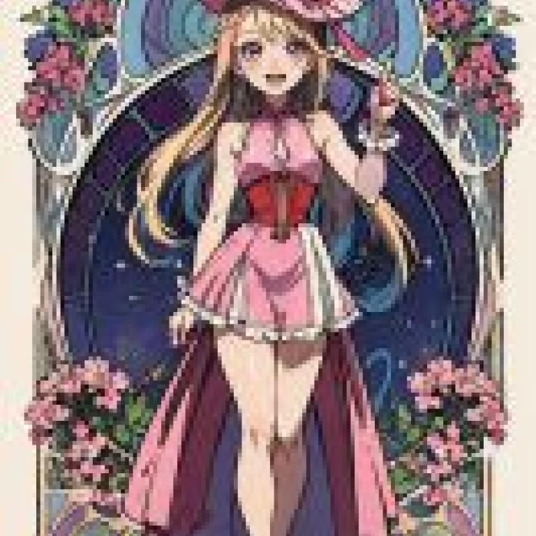 saint flying feather butterfly angel Pretty Cure，身穿粉紅色衣服、頭戴皇冠的女孩。