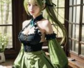 Rena Wind Sneaker Grand Archer ELSWORDWoman in green dress posing in front of window.