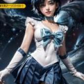 手機桌布，水野亞美 (Sailor Mercury)，美少女戰士，寫實，水野亞美：逼真動漫藝術