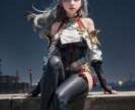 史柯沃卡，一個手持寶劍站在水邊的女孩。