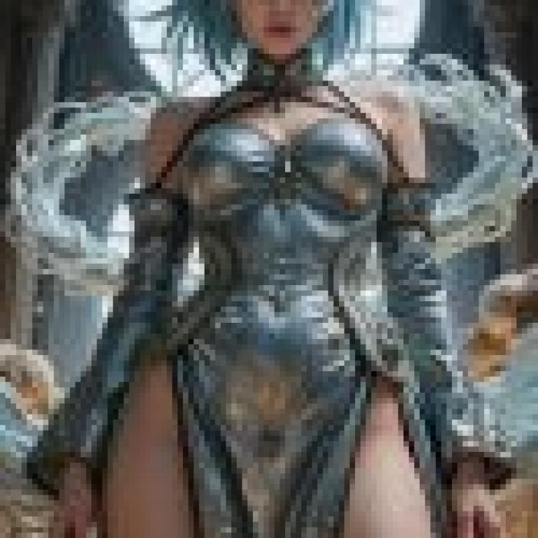 銀龍，藍衣女孩穿著緊身胸衣。