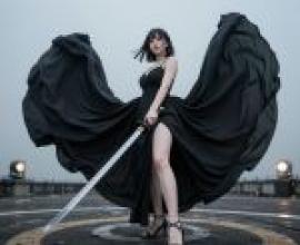 夜行戰士，身穿黑色洋裝、長髮的女子。