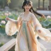 Ancient beauties in dreams，Girl in dress and flower headdress.