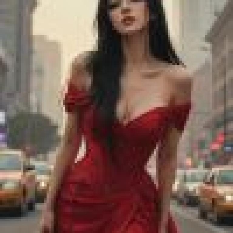 girls，A woman in a red dress.
