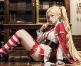 電腦桌布，真人版，Beatrice 貝蒂，從零開始的異世界生活，金髮坐姿迷人