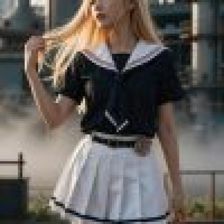 Street beauties，A girl with her blonde hair in a ponytail