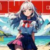 Computer wallpaper， Japanese kimono beauties on Nanyang Beach， anime， manga beach music