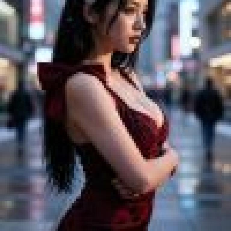 夜之舞，城市街頭長髮模特兒。