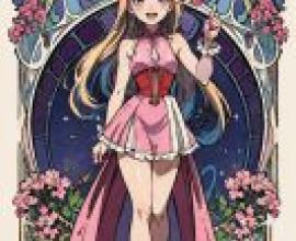 saint flying feather butterfly angel Pretty Cure，身穿粉紅色衣服、頭戴皇冠的女孩。