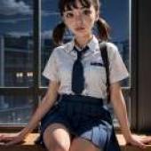 Shizuka Minamoto 源靜香，藍色制服的年輕女士。