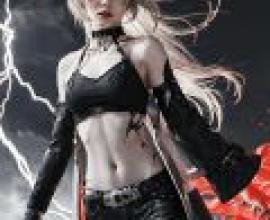 Acheron， Honkai Star Rail，Woman in black and red costume.