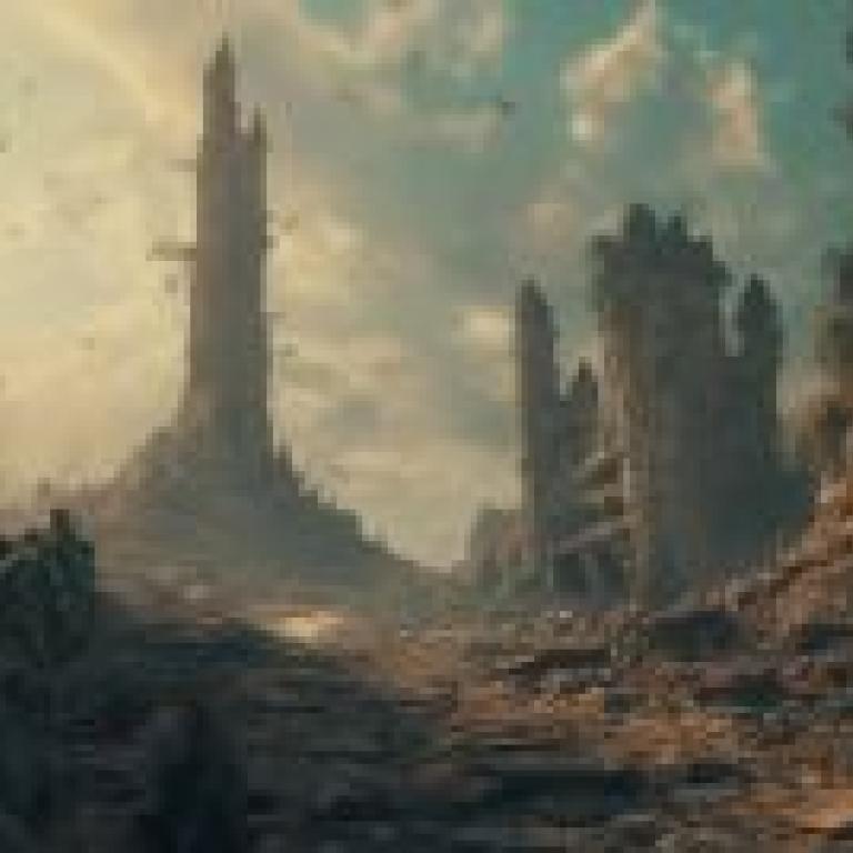 citys，一名士兵站在廢墟前，鳥兒在頭頂上飛翔。