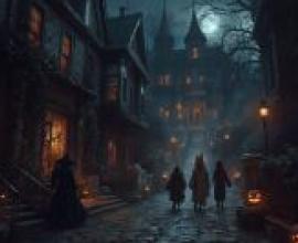 陰森黑暗的小巷，萬聖節之夜的街道一片漆黑。