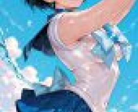 Meeting in a dream，Blue girl on a poster with a bow.