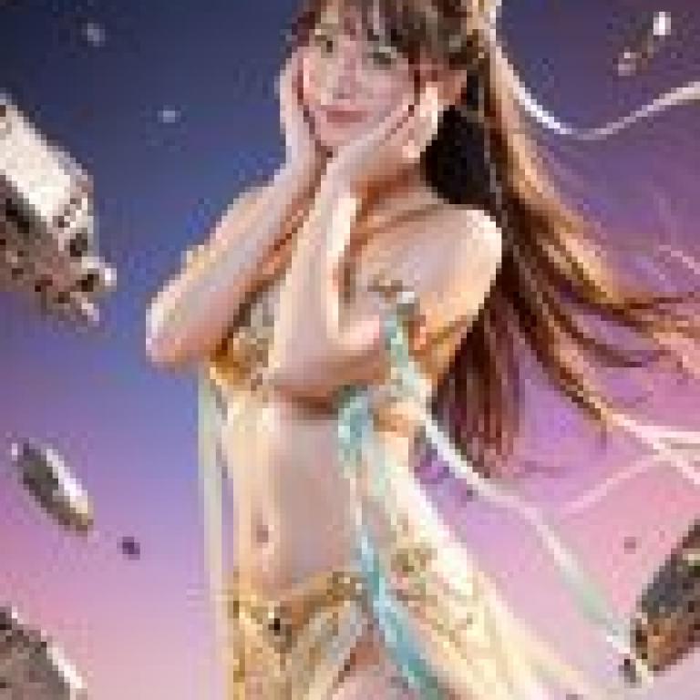 Mechanical Goddess，A woman in a harem costume with the stars around her.
